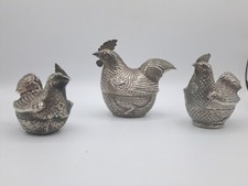 3 Silberdosen Deckeldose Huhn
