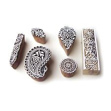 Handgefertigt Paisley und Blatt Designs Holz Blöcke Stempel (Set von 6)