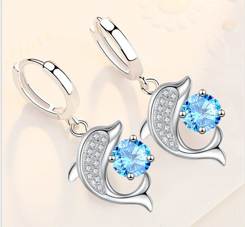 Damen ohrringe delphin zirkon - delphin,