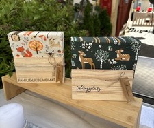 Serviettenhalter Holz Handmade Servietten Familie Deko Klötzchen Handgemacht Neu