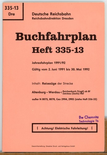 Buchfahrplan 335 dre - dre, /