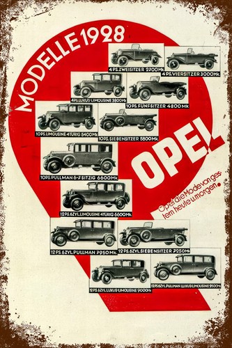 Blechschild opel 1928 20 - blechschild,