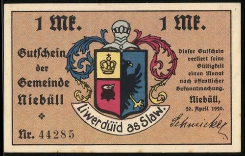 Notgeld niebüll 1920 mark - niebüll,