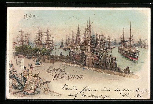 Lithographie hamburg der - hamburg,,