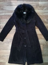 Mantel Echtleder dunkelbraun Rick Cordona Echtfell Kragen 40 M  warm Wie neu!