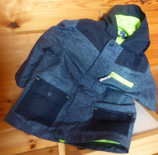 Topomini Winterjacke 2in1, Gr. 92 Jungen, dunkelblau neongrün, Fleecejacke innen