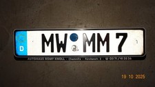 1 Stück Kfz - Nummernschild, Standardgröße, mit Unterlage, MW MM 7