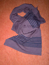 Attraktiver gr.Streifenschal dunkelbraun-schwarz beste Feinstrickqualität TOP