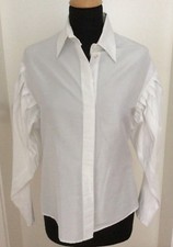 Klassische Damen Hemdbluse mit modischen Ärmeln, Größe 38, Farbe Weiß