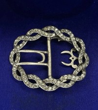 Antike Schnalle Frankreich Wildschweinkopf Glassteine Gürtelschnalle Paste