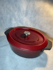 Woll Iron Gusseisen Auflaufform mit Deckel & Silikongriffen, induktiv Rot, 7,5L