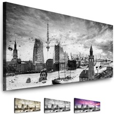 LEINWAND BILDER XXL - WANDBILD HAMBURG BILD STADT - KUNSTDRUCK AUFGESPANNT DEKO