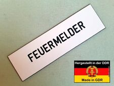 DDR Hinweisschild 17x5cm „FEUERMELDER“ für Telefon Feuerwehr Notruf Alarmmelder
