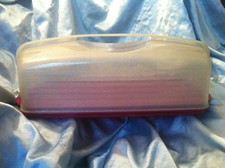 Tupperware C99 Königskuchenbehälter Kastenkuchenform Servierstar rot gold gebr