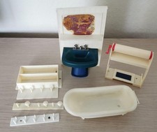 Puppenstuben Möbel Puppenhaus Haus Badezimmer Wanne Regal Gaderobe Wäschemangel