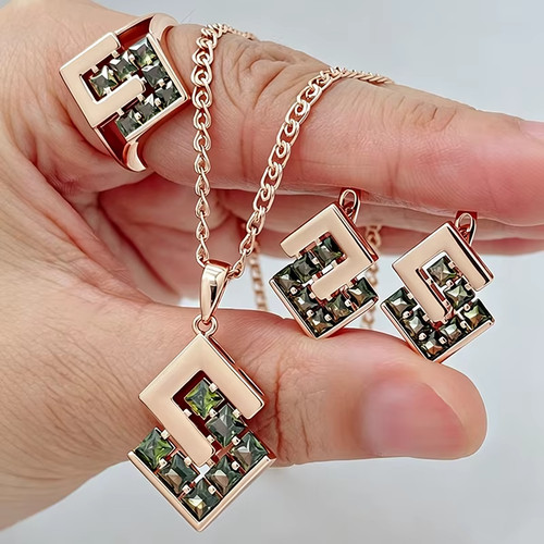 Schmuckset olivgrün zirkonia - schmuckset,