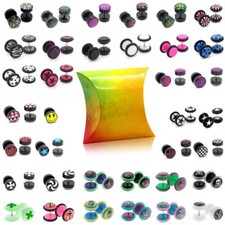 Ohrstecker Fake-Tunnel Animal Print Piercing Zebra Löwe Blume Kreuz Totenkopf