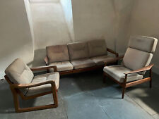 Couch Sitzbank -Designmöbel Holstebro 1970 Teakholz Leder Skandinavisch Dänemark
