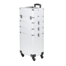Kosmetikkoffer auf Rollen Silber – MakeUp Trolley Alu Schminkkoffer abschließbar
