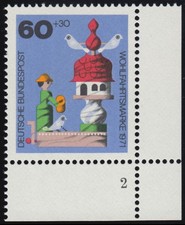 708 Wohlfahrt Altes Spielzeug 60+30 Pf Taubenhaus ** FN2