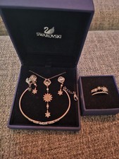 Original Swarovski Schmuckset Silber 6 Teile Kette Ringe Armreifen Ohrringe