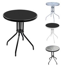 Balkontisch Rund Ø 60 Glas und Metall Tisch Bistrotisch Glastisch Gartentisch