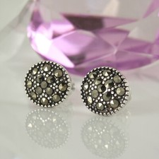Ohrschmuck Ohrstecker Ohrringe Form oval rund 925 Sterlingsilber Markasit Besatz