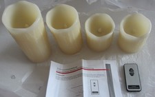 4 Flammenlose Echtwachskerzen von QVC mit Fernbedienung
