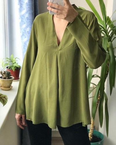Women cos shirt green - shirt, silk