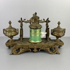 Prächtige Schreibtischgarnitur m. Tintenfass aus Porzellan, Bronze, Historismus
