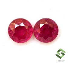 5 MM Natürliche Rubin Rund Schliff Paar 1.48 Karat Mosambik Facettiert Lose