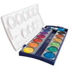 PELIKAN Malkarten / Deckfarbkasten K12 blau 12 Farben + Deckweiß