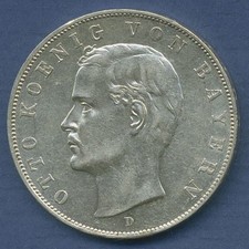 Bayern 3 Mark 1912 D, König Otto, J 47 vz/vz+ (m6776)