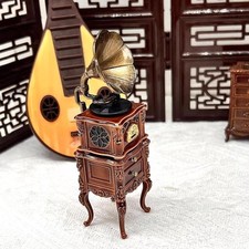 Puppenhaus Miniatur Grammophon Maßstab 1:12 mit Schrank Mini Phonograph