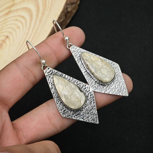 Fossil coral ohrringe - fossil,