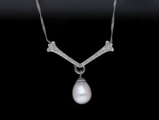 Antikes Collier Diamanten Akoya Zucht Perle 950 Platin Wert 2.900,- EUR Deta