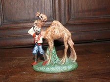 Antike Gipsfigur Mann mit Kamel – handbemalt um 1930–1950 – Orient  Krippenfigur