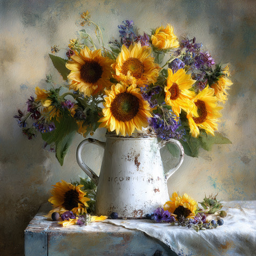 Wandbild sonnenblumen landhaus - sonnenblumen,