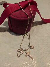 Fossil Damen Halskette 925 Sterling Silber mit weißem Zirkon & Herzkreuz