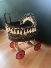 Puppenwagen aus Weide Weidenwagen Retro Kinderwagen Oldschool Deko