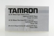 Bedienungsanleitung Tamron AF 28-200mm 28-300mm 24-135mm Anleitung Instructions