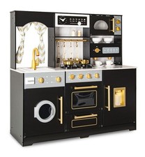 Kinderküche aus Holz Royal Black – große Spielküche mit Wasserfunktion & Zubehör