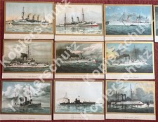 10 Original SCHIFFSBILDER Chromolithografie, Kaiserliche Marine, Kreuzer ...