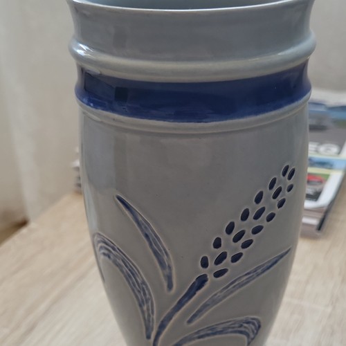 Keramikvase grau blau mit - keramikvase, grau/blau