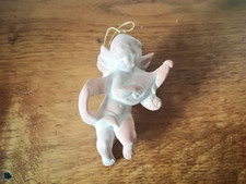 Hübscher kleiner fliegender Engel Weihnachtsengel Putto m. Laute Ton braun 9cm