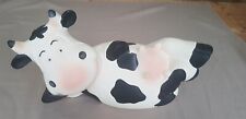 Figur Kuh liegend Dekofigur Gartenfigur lustige Figur schwarz-weiß