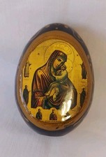 Russisch-Orthodoxes  Lack-Ei ,Vintage Mutter Gottes ca.70/80 Jahre Ostern 
