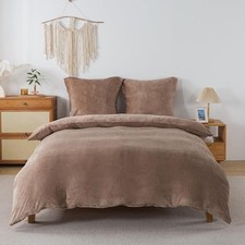 Bettwäsche 135x200 cm Kaffeebraun 2tlg Set Winter Biber Warm Bettbezug