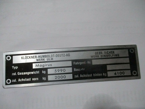Schild typenschild magirus - schild,