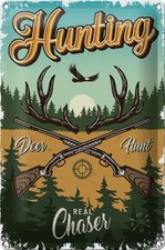 Blechschild Jagd 20x30cm Hunting deer hunt Abenteuer Metall Deko Schild tin sign